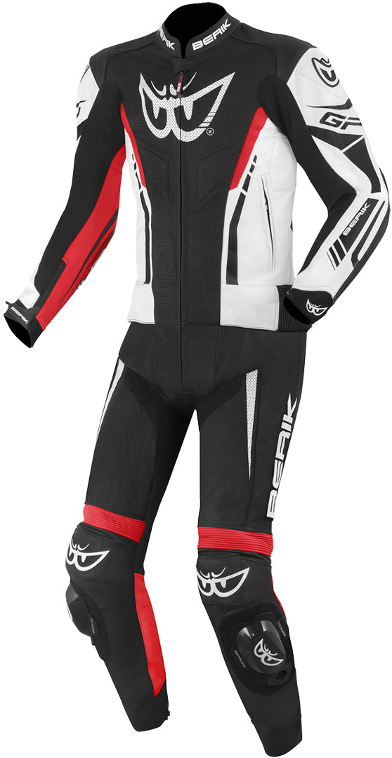 Monza Black Red White 1 & 2 Piece Motorcycle Leather Racing Suit