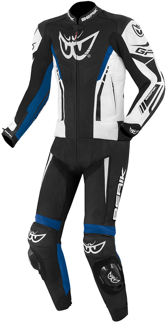 Monza Black Blue White 1 & 2 Piece Motorcycle Leather Racing Suit