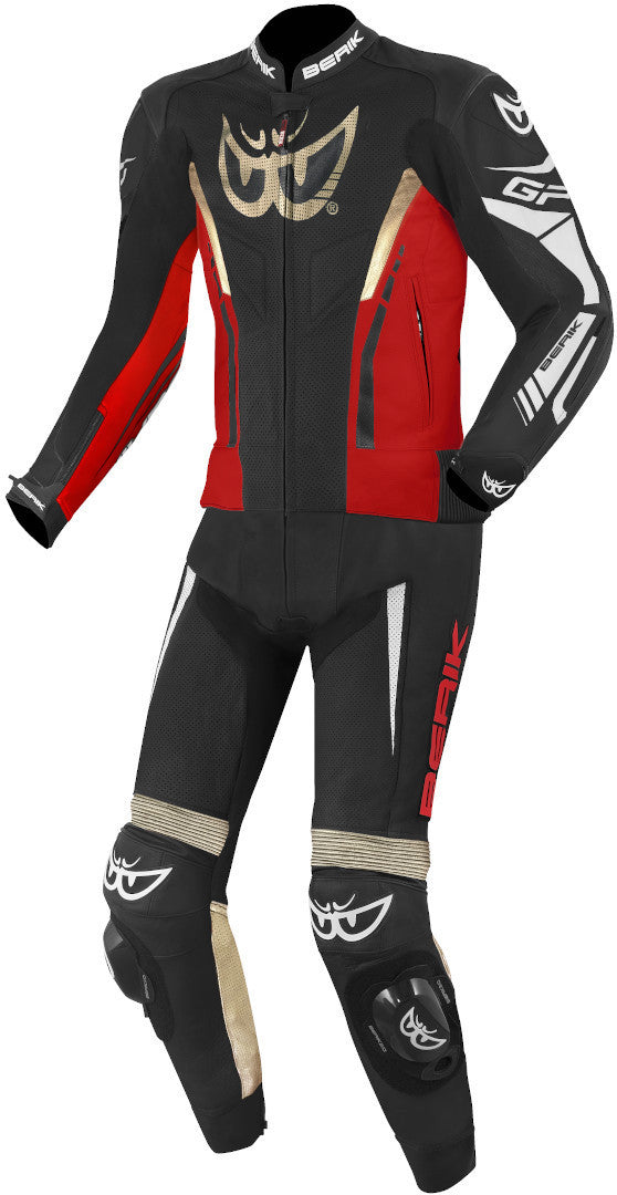 Monza Red Black 1 & 2 Piece Motorcycle Leather Racing Suit