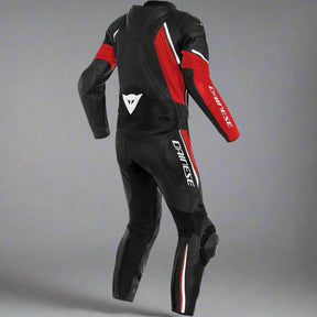 Black Red White Avro D2 Men's Two Piece Motorcycle Leather Racing Suit CE Protections Motorcycle Racing Suit   Back