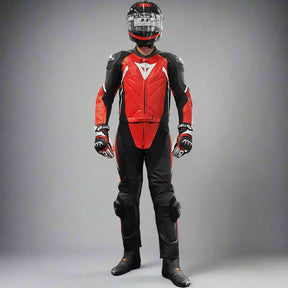 Black Red White Avro D2 Men's Two Piece Motorcycle Leather Racing Suit CE Protections Motorcycle Racing Suit   