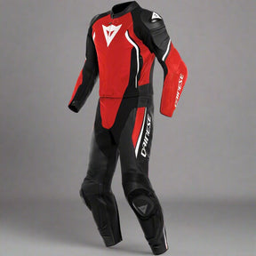 Black Red White Avro D2 Men's Two Piece Motorcycle Leather Racing Suit CE Protections Motorcycle Racing Suit  Side