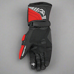 Motorcycle Racing Gloves In Berik 2.0 Leather Racing White Red Gloves Back