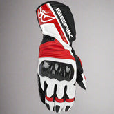 Motorcycle Racing Gloves In Berik 2.0 Leather Racing White Red Gloves front