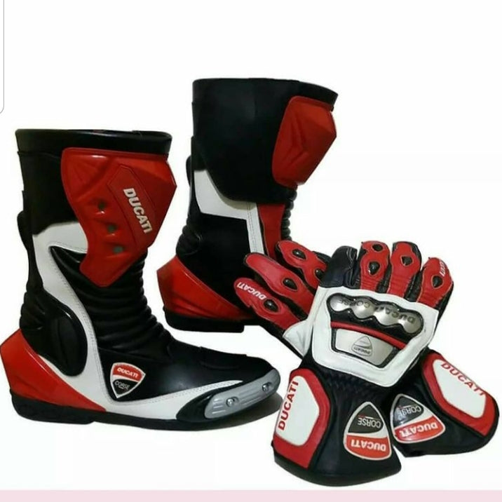 UGG-012 Ducati Corse Motorcycle Motorbike Leather Racing Gloves and Shoes