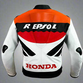 REPSOL TEAM RACING MOTORCYCLE LEATHER RACING JACKET BIKE RIDING LEATHER JACKET WITH A HUMP BACK