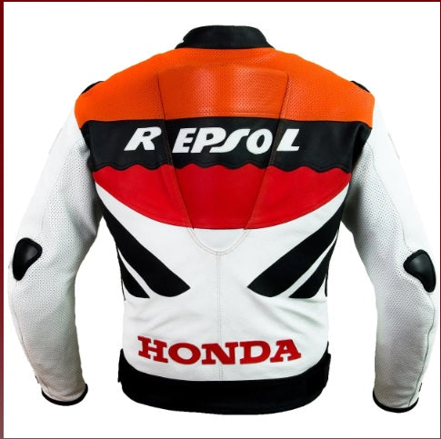 REPSOL TEAM RACING MOTORCYCLE LEATHER RACING JACKET BIKE RIDING LEATHER JACKET WITH A HUMP BACK