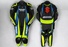 Custom Design Custom Fit Black Neon Yellow Suzuki GSXR ECSTAR Motorcycle Leather Racing Suit