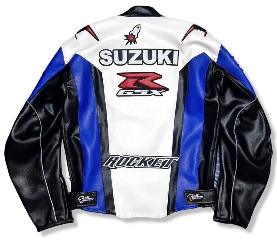 Suzuki Rocket GSXR Motorcycle Leather Racing Jacket Motorbike Leather Jacket Biker Jacket Back
