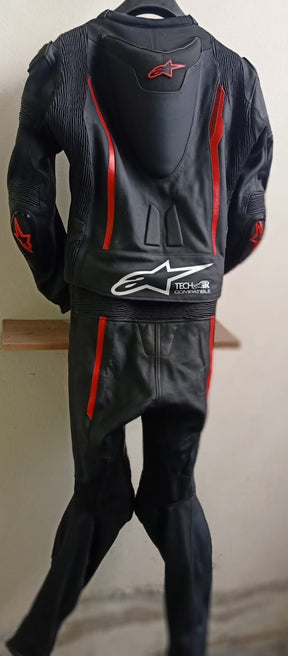 RED BLACK MISSILE V2 PERFORATED CE PROTECTED MOTORCYCLE LEATHER RACING SUIT BACK