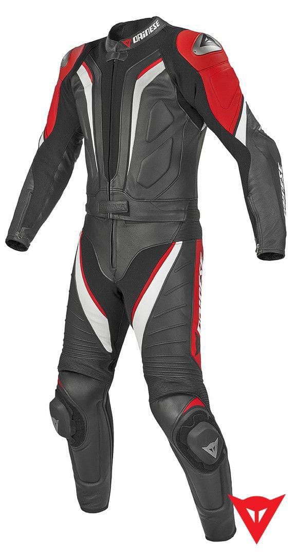 Red Black Aspide New Div 2 Piece Adjustable Belt Unisex Motorcycle Motorbike Leather Racing Suit Front