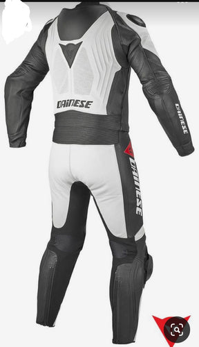 White Black Laguna Seca 4 2 Piece Adjustable Belt Unisex Motorcycle Leather Racing Suit Back
