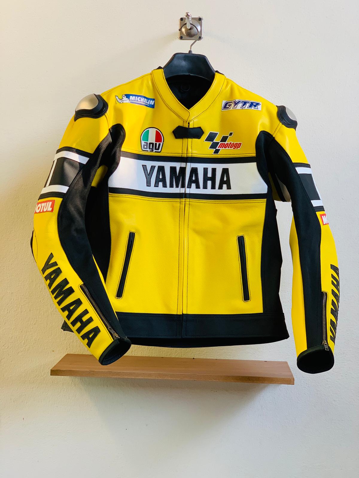 Yamaha Rossi 46 Yellow Red Leather Biker Racing Jacket