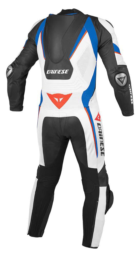 White Blue Aero Evo C2 2 Piece Estiva Unisex Adjustable Belt Motorcycle Leather Racing Suit  Back