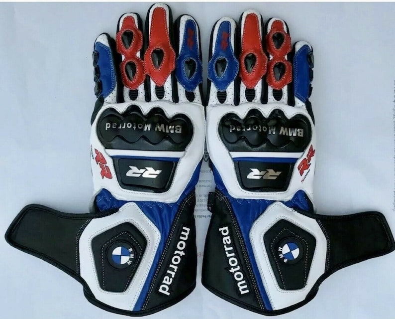 Motorrad blue gloves motorbike leather Racing Gloves motorcycle glove biker Pre-Curved Fingers Leather Gloves