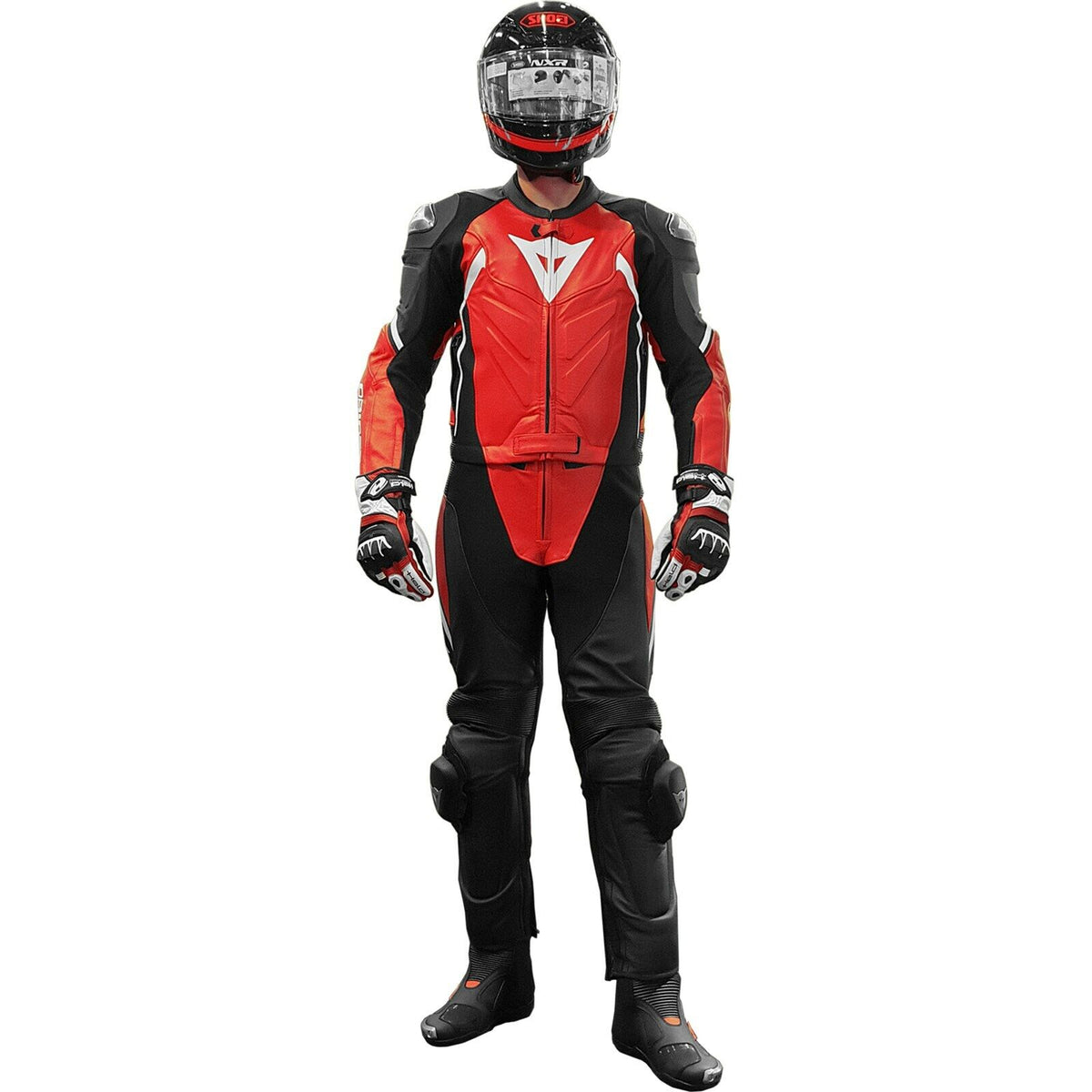 Black Red White Avro D2 Men's Two Piece Motorcycle Leather Racing Suit CE Protections Motorcycle Racing Suit   
