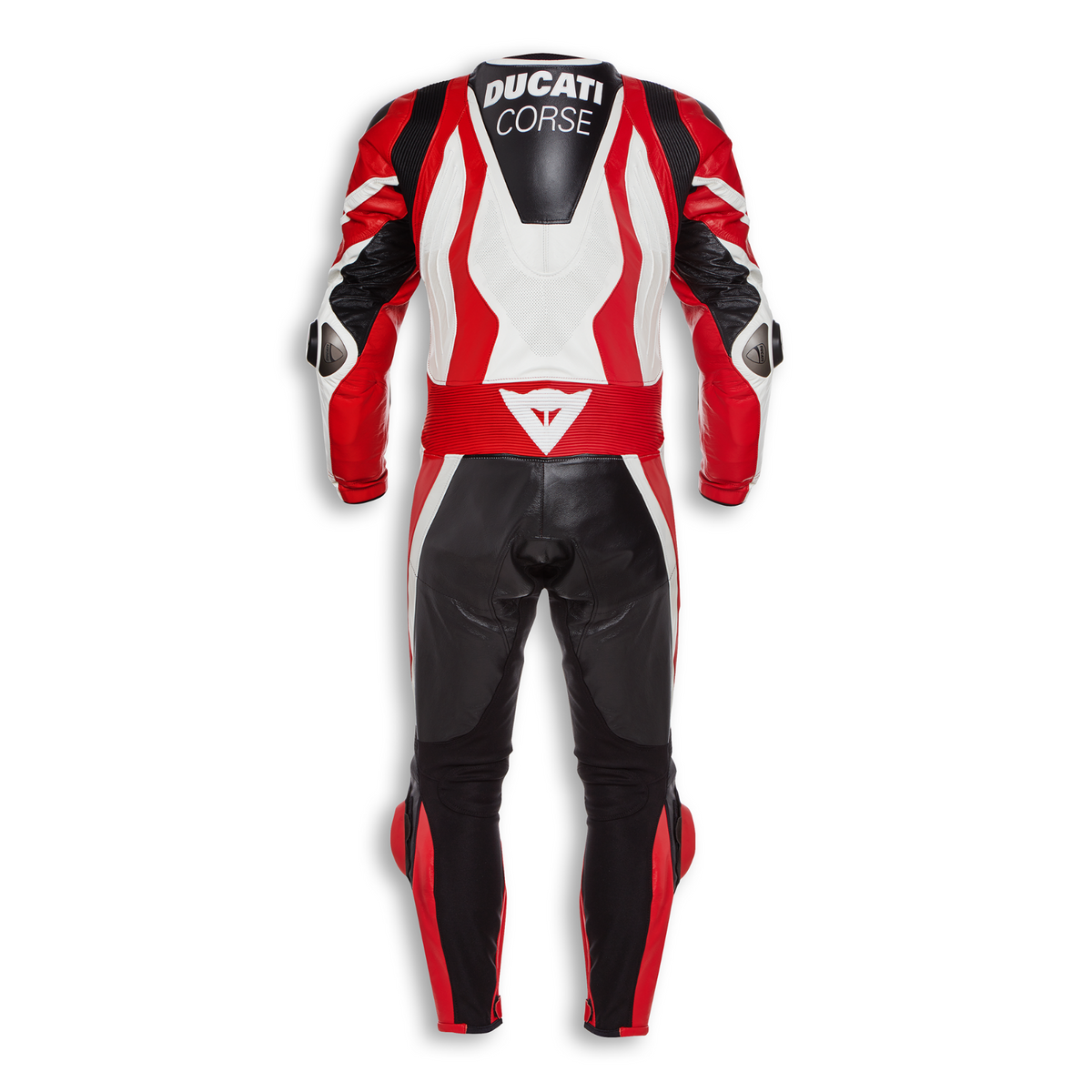 Ducati Corse White Red Motorbike Custom Design Cowhide Leather Suit Motorcycle Racing Suit Back