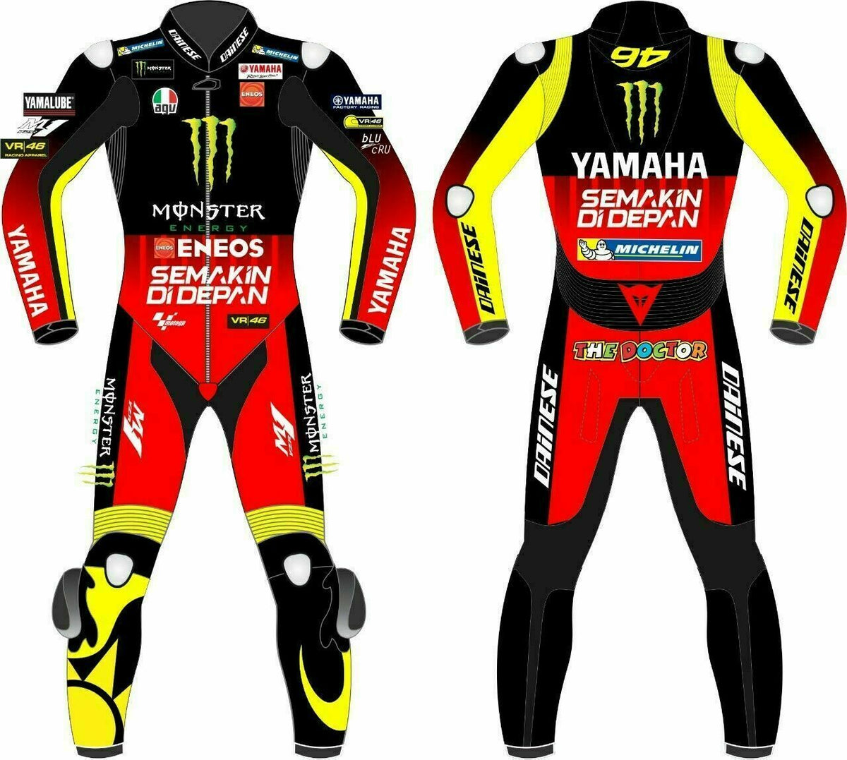 Yamaha Valentino Rossi Motorbike 1 Piece Leather Racing Suit